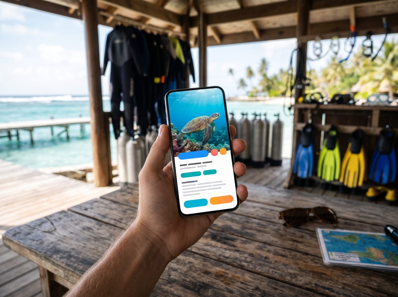 Un téléphone affiche une fiche avec une photo de tortue